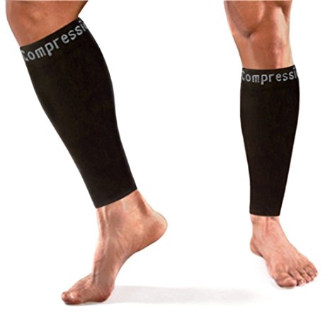 Copper Compression Recovery Calf Sleeves - Shin Splint Leg Sleeves. GUARANTEED Highest Copper Content   Graduated Compression. Great For Running & Sports! Support Sore Muscles & Joints (1 PAIR XL)