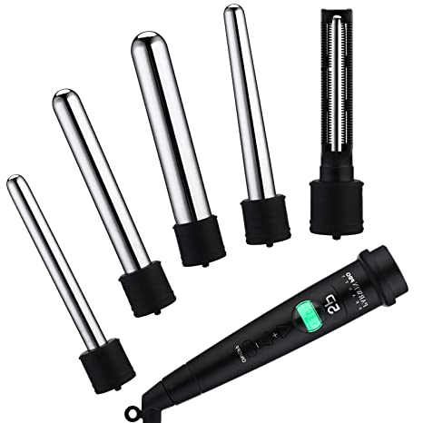 PARWIN PRO 5 In 1 Curling Wand Set with 5 Interchangeable Hair Curlers Curling iron Titanium Barrels (0.7''to 1.25'') Hair Wand Dual Voltage LCD Temps Control with Heat Protective Glove and Clips