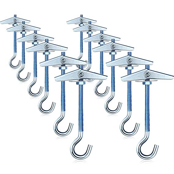 12 Packs Ceiling Hooks Heavy Duty Swag Hooks Toggle Wings for Hanging Plants Ceiling Installation Cavity Wall Fixing (2 Inch Width)