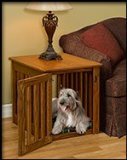 Pinnacle Wood Dog Crate End Table - Indoor Dog House Made With Wood and Stain Colors to Match Your Decor- Decorative and Lovely When Guests Come To Visit.