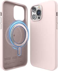 elago Magnetic Silicone Case Compatible with iPhone 13 Pro Max Case (6.7") Compatible with MagSafe, Built-in Magnets, Protective Cover, Compatible with MagSafe Accessories (Lovely Pink)