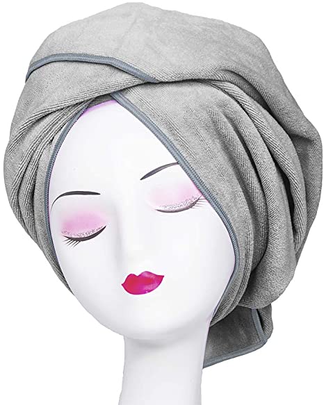 Microfiber Towel for Curly Hair Large Anti Frizz Super Absorbent Hair Towel 23.6''x47'' Fast Hair Drying Towel Hair Wrap fo Bath Spa Facial Makeup, Gray