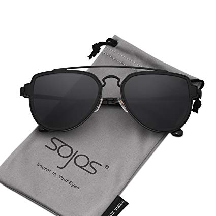 SojoS Aviator Sunglasses Polarized Mirrored Lens Double Bridge SJ1051