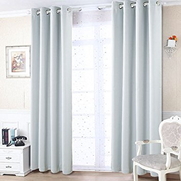 Room Darkening Soild Color Grommet Window Curtain For Living Room 3 Dimensions(52 by 84inch, Off white)