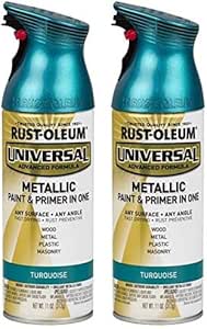 Rust-Oleum 330480 Universal All Surface Metallic Spray Paint, 11 oz, Turquoise (Pack of 2)