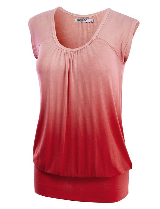 LL Womens Short Sleeve Solid / Dip-Dye Ombre Sweetheart Top