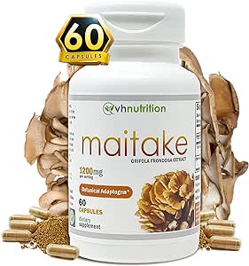 VH Nutrition MAITAKE Mushroom | Maitake Mushroom Capsules | 1200mg Per Serving | 60 Capsules | Standardized Grifola frondosa Extract