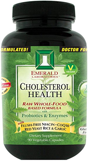 Emerald Laboratories - Cholesterol Health - with Flush-Free Niacin, CoQ10, Red Yeast Rice & Garlic - 90 Vegetable Capsules