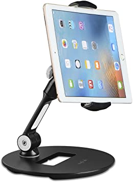 Suptek Aluminum Tablet Desk Stand 360° Flexible Cell Phone Holder Mount for iPad, iPhone, Samsung, Asus and More 4.7-11 inch Devices, Good for Bed, Kitchen, Office (YF108D) Black