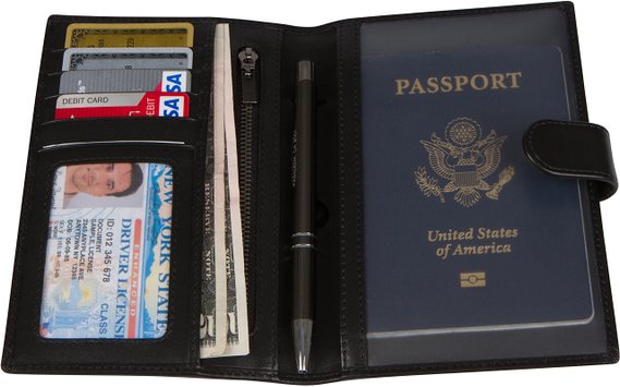 RFID Blocking Genuine Leather Passport Holder & Travel Wallet for Men and Women