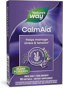 Nature's Way CalmAid, Helps Manage Stress and Tension, Clinically Studied Lavender, Non-Drowsy, 90 Softgels