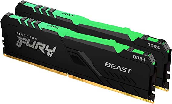 Kingston Fury Beast RGB 16GB (2x8GB) 3600MHz DDR4 CL17 Desktop Memory Kit of 2 KF436C17BBAK2/16