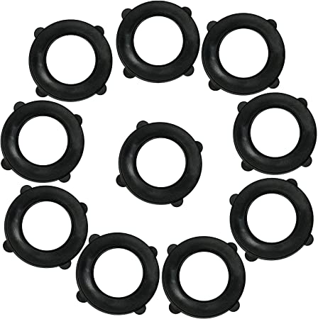 Garden Hose Washers Pack of 10. Made from Heavy Duty Rubber. Self Locking Tabs Keep Washer Firmly Set Inside Fittings