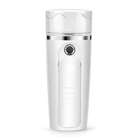 HaloVa Facial Mist Sprayer Handy Nano Facial Steamer, USB Rechargeable Moisturizing & Hydrating Mini Beauty Instrument with Charging Function, White