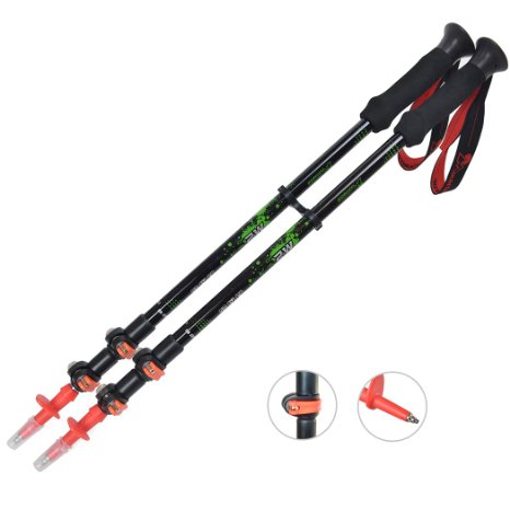 Mountaintop 2-Pack 3-Section Retractable Lightweight Trekking Poles Travel Hiking Climbing Backpacking Walking Mountaineering Stick with EVA Foam Handle