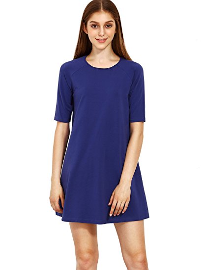 ROMWE Women's Short Sleeve Casual Loose Fit T-Shirt Tunic Dress Swing Dress