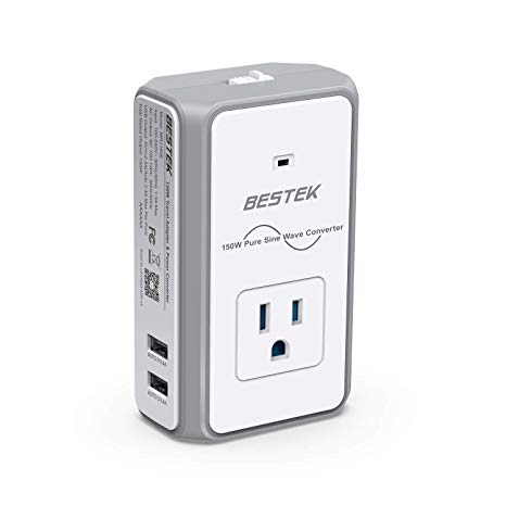 [Pure Sine Wave] BESTEK Travel Adapter and Converter Combo, 220V to 110V Voltage Converter with 4.2A Dual Smart USB and UK/AU/US/EU Worldwide Plug