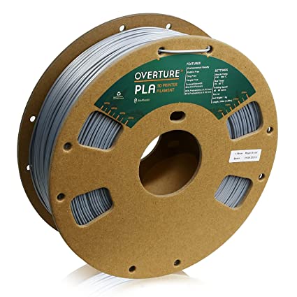 OVERTURE PLA Filament 1.75mm PLA 3D Printer Filament, 1kg Cardboard Spool (2.2lbs), Dimensional Accuracy  /- 0.03mm, Fit Most FDM Printer (Royal Silver)