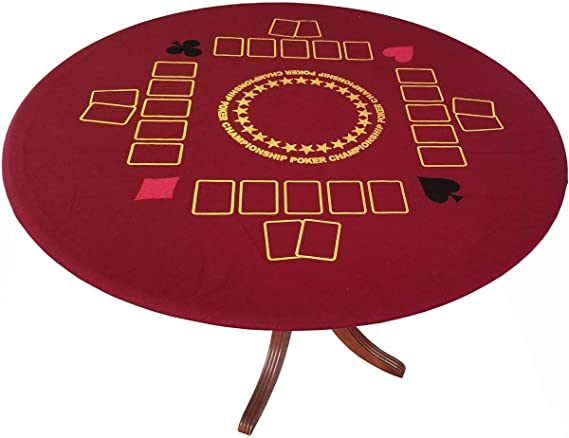 Championship Poker Felt Game Table Cover Stretches to fit up to 48 inches Casino Red