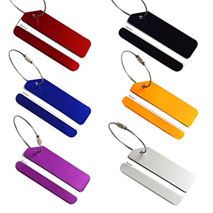 Lalago Aluminum Alloy Baggage Claim Tags Luggage Mixed Color Set of 6