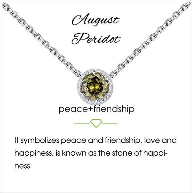 Presentski Birthstone Necklace for Women Sterling Silver 925 Solitaire Pendant Dainty Necklace Birthday Gifts for Women Girls Birthstone Necklaces for Mom