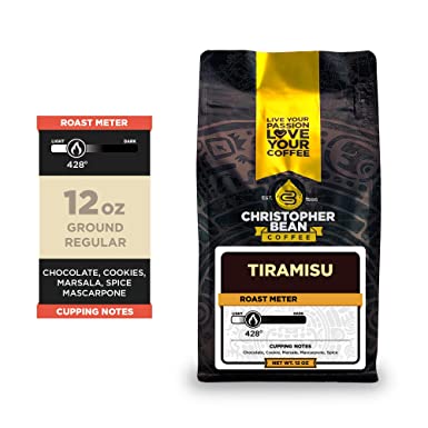 Tiramisu Flavored Coffee,(Regular Ground) 100% Arabica, No Sugar, No Fats, Made with Non-GMO Flavorings, 12-Ounce Bag of Regular Ground Coffee – Christopher Bean Coffee