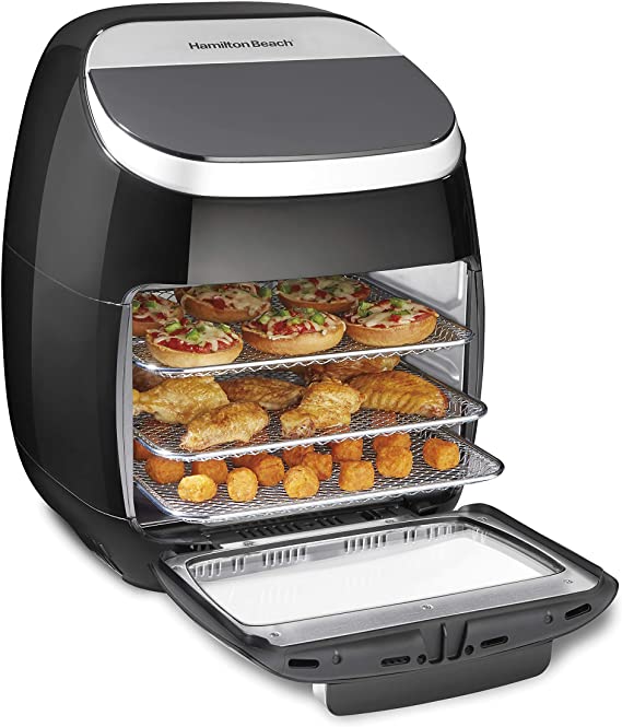 Hamilton Beach 11.6 QT Digital Air Fryer Oven with Rotisserie and Rotating Basket, 8 Pre-Set Functions including Dehydrator, Roaster & Toaster, 1700W, Black (35070)