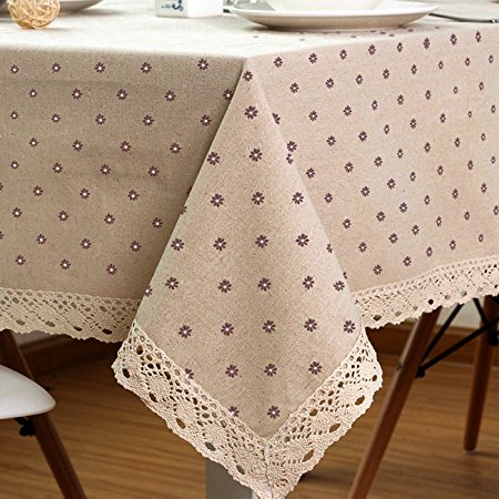 SiYANG" Cotton And Hemp, Machine Washable, Dinner, Summer & Picnic Tablecloth, Available In Various Sizes(Coffee,55.1x55.1In)