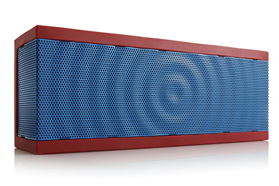 SoundBlock Custom Bluetooth Wireless Stereo Speaker for Computers and Smartphones. Bluetooth 3.0 Technology with Built-in Speakerphone and 10 Hour Rechargeable Battery. In Red/Blue