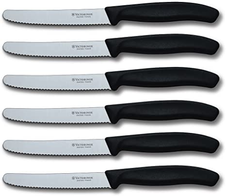 Victorinox Swiss Classic 6-Piece Steak Knife Set, 4-1/2-Inch Serrated Blades with Round Tip, 4-Inch