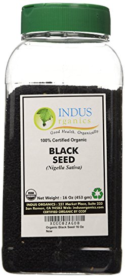 Indus Organics Black Seeds, Black Cumin, (Nigella Sativa), 1 Lb Jar, Premium Grade, High Purity, Freshly Packed