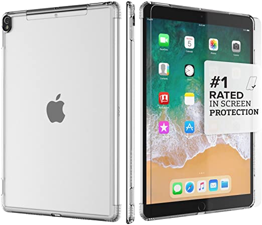 iPad Pro 12.9 Case (2017) - SaharaCase Protective Kit   [ZeroDamage Tempered Glass Screen Protector] Keyboard Compatible Slim Cover [Shock-Absorbing Bumper] Scratch-Resistant Hard Back - Clear