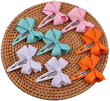 Ruyaa 40pcs Hair Bow Clips Fully Wapped Snap Clip for Baby Girl Toddler Pigtail Kid Hair Accessories Grosgrain Ribbon Boutique Assorted 40pcs