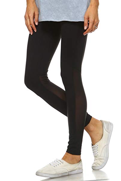 Mono B Women's Performance Activewear - Yoga Leggings with Sleek Contrast Mesh Panels