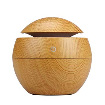 Mini Essential Oil Diffuser, Skyee Cool Mist Aroma Diffuser with USB Plug, Wood Grain Painted Mini Size 130Ml Air Humidifier, Portable Desktop(Yellow)