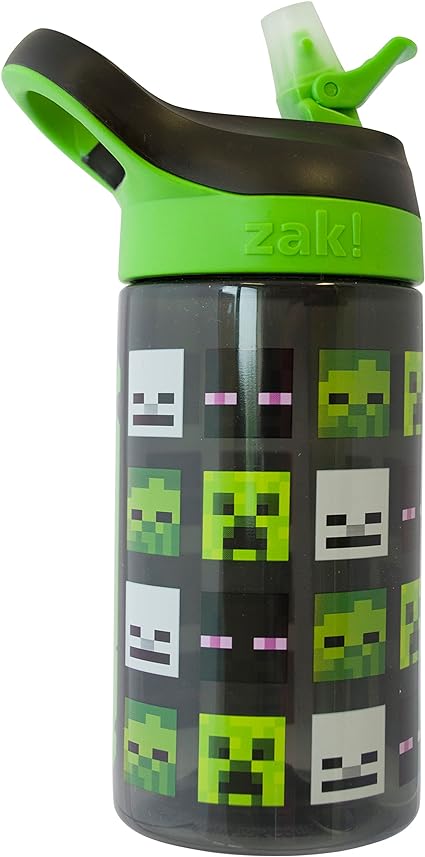 Minecraft Atlantic Mobs Head Water Bottle | Boys Girls | Adults | School Office Work | Multi | Green/Black, 450 ML