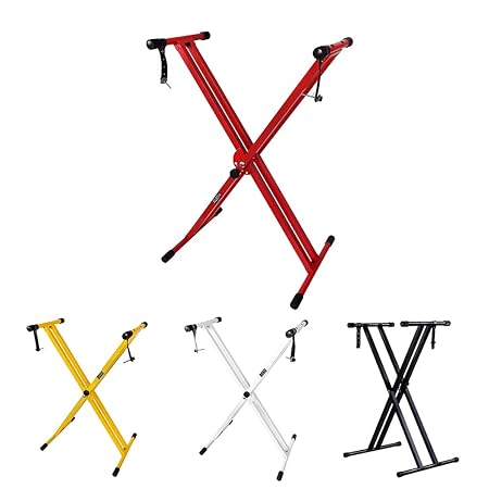 Kadence Heavy-Duty, Double-X, Adjustable Piano Keyboard Stand with Locking Straps (Red)