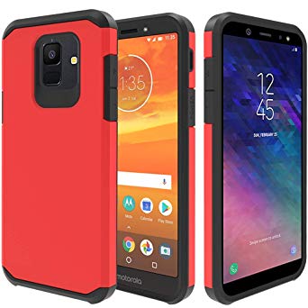 Galaxy A6 Case, Full Cover Tempered Glass Screen Protector, ATUS Hybrid Dual Layer Protective TPU Case for Samsung Galaxy A6 2018 (Red/Black)