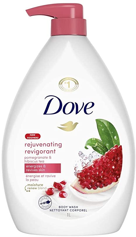 Dove Body Wash Revive Pomegranate & Lemon Verbena with Pump with Skin Natural Nourisher for Instantly Soft Skin and Lasting Nourishment 1 L