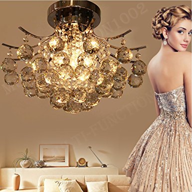 ANNT Modern Ceiling Light Shabby Chic Hall Light Fittings Crystal Chandelier Fixture Flush Mount Gein Pattern with 3 Lights for Living Room, Hallway, Bedroom