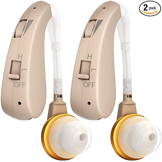 Digital Rechargeable Hearing Amplifier 2-Pack, Personal Hearing Aids for Adults and Seniors Fit Both Ears with Noise Reduction, Cleaning Kit Included