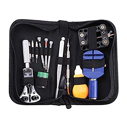 AGPtek® 13 Pcs Watch Repair Tool Kit with Zip Case Battery Bracelet Pin Punch Link Remover and More