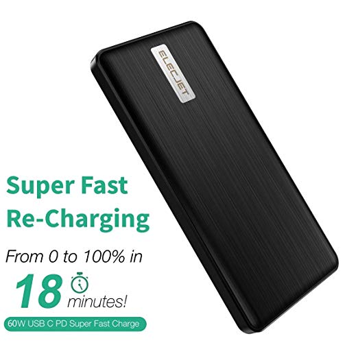 ELECJET Fast Charging Graphene Power Bank | Apollo Traveller | 18 Minute Recharge | USB C PD & QC 3.0 | 3A 45W Output | 60W Input | Portable Charger External Battery (Apollo Traveller)
