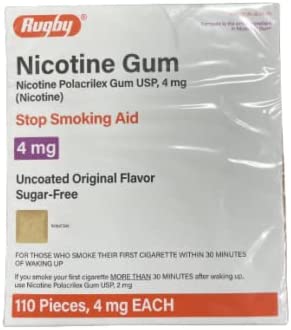 Rugby Sugar-Free Nicotine Gum 4MG - Original - 110 Pieces