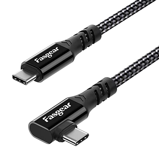 Fasgear USB C 3.2 Gen 2x2 Cable 6ft, 20Gbps 4K Video 100W Charging 90 Degree Type C Cord Compatible for [Thunderbolt 3/4] Macbook Pro,iPad Pro, Laptops,Samsung Monitors,Galaxy S21,USB-C Devices -Black
