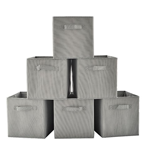 VCCUCINE Foldable Storage Bins Cubeicals Fabric Drawers, 6 pack Dark Grey Containers Drawers