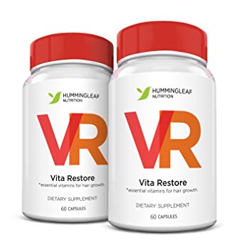 VITA RESTORE Hair Growth Hair Loss Prevention Treatment Supplement with Biotin Plus Essential Vitamins for Maximum Hair Growth - Start Growing ALL The Hair You Have Lost! All New Formula with 100% Natural DHT Blocking Ingredients That Works For Both Men and Women