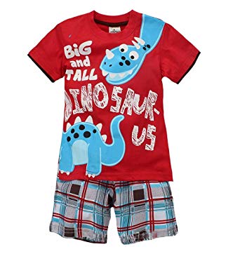 Coralup Toddler Boys Girls Dinosaur Short Sleeve Cotton 2PCS T-Shirt & Shorts Sets