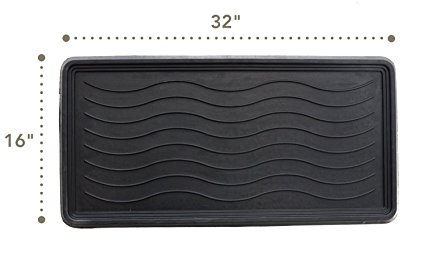 MILLIARD Large Rubber Boot Tray and Mudroom Doormat, 32x16" - Wavy Pattern