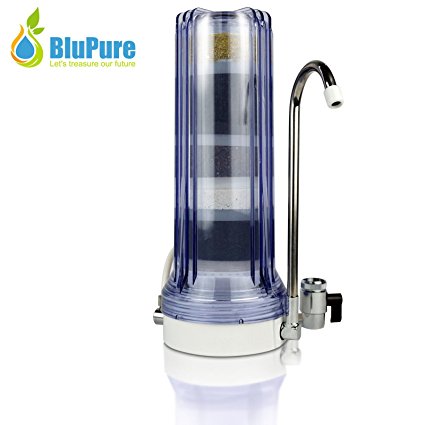 Ultimate 13 -Stage Water Filter By BluPure: Superior Quality Countertop Water Purification System To Transform Tap Water Into Pure, Chlorine -Free Drinking Water/ Feel Refreshed w/ Great Tasting Water